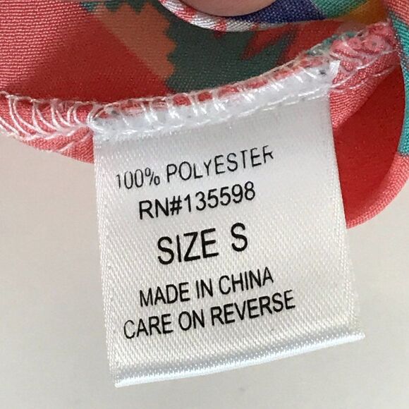 Wishful Park Scoop Neck Blouse Women's Small Chevron Geometric 3/4 Sleeves Sheer - Picture 10 of 10